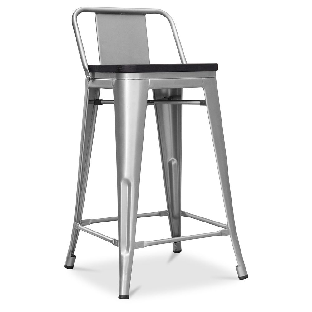 Barkruk met rugleuning - Hout & Staal - 60 cm - Metalix