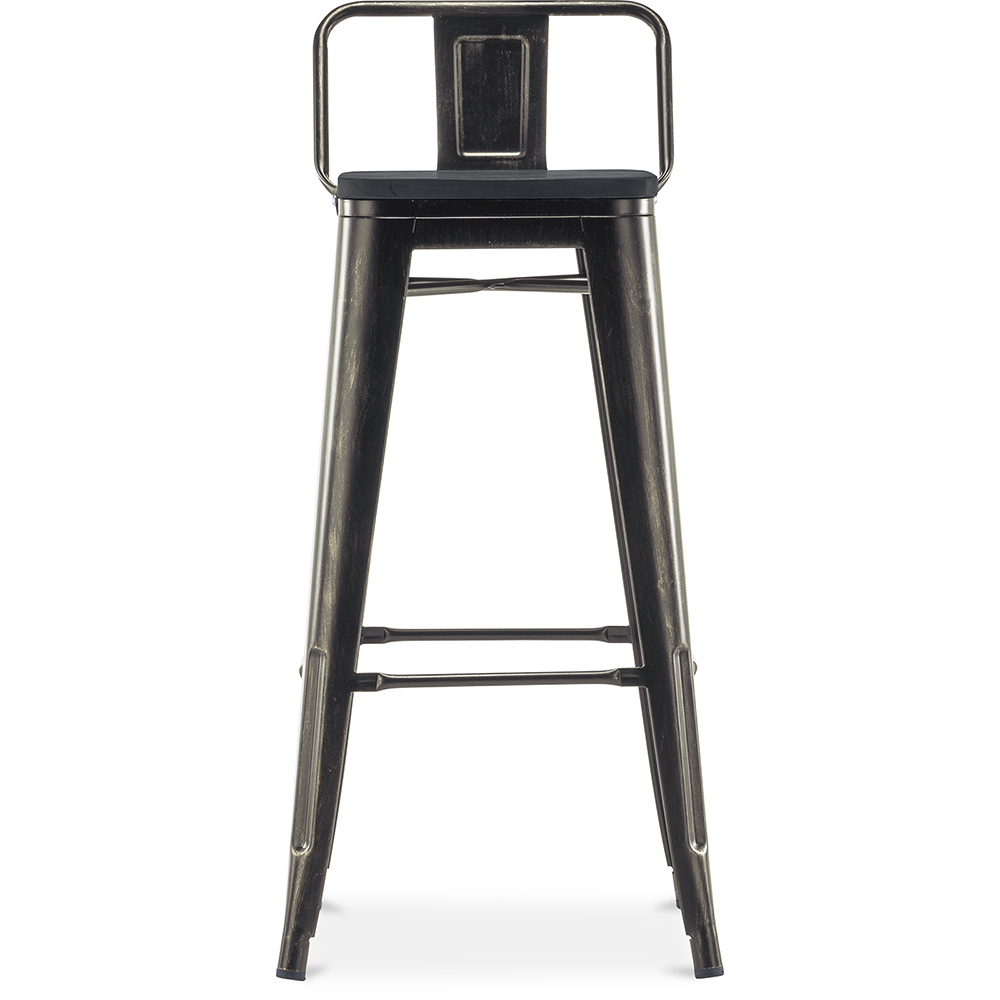 Bistrot Metalix style bar stool with small backrest - Metal and dark wood - 76 cm