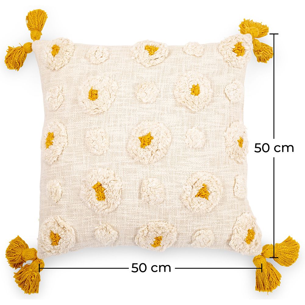 Square Cotton Cushion in Boho Bali Style cover + filling - Hazel